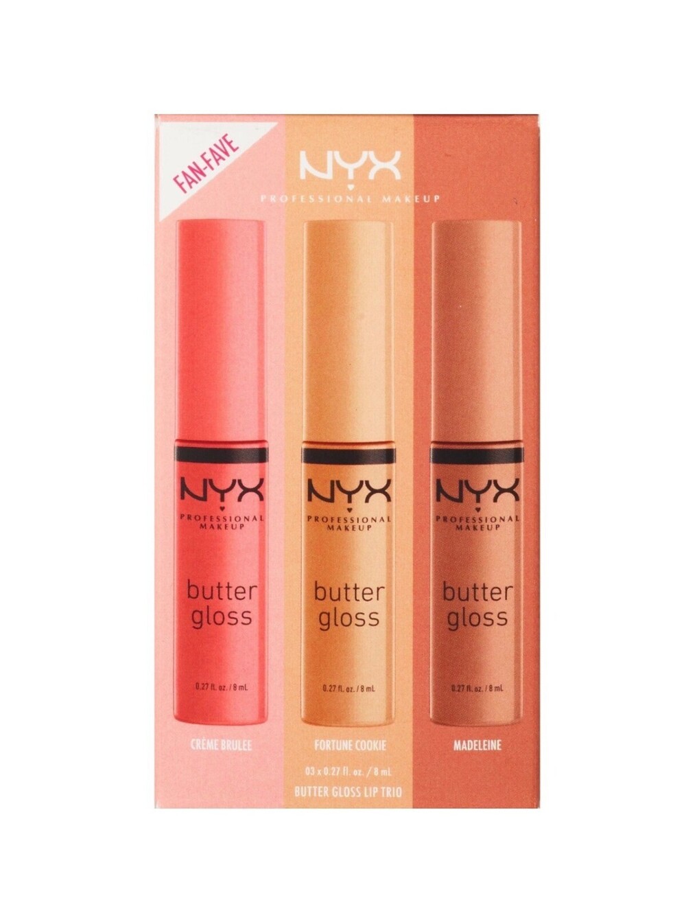 NYX Butter Gloss Lip Trio - Creme Brulee, Fortune Cookie, Madeleine